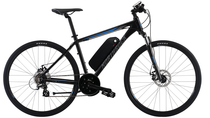 Vélo hybride électrique noir, bleu et gris - 700 X 38C